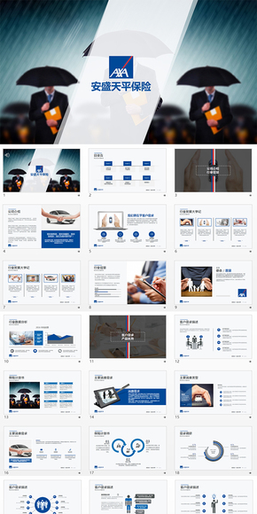 安盛天平保險公司工作總結匯報保險PPT模板