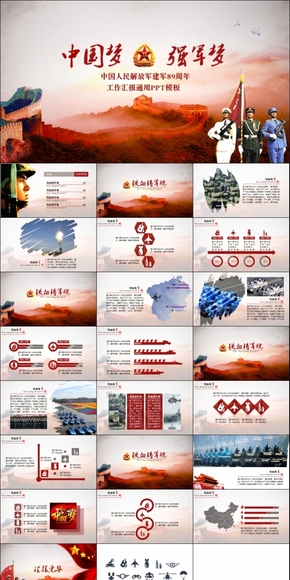 紀念八一建軍89周年部隊軍隊黨政通用ppt靜態(tài)模板