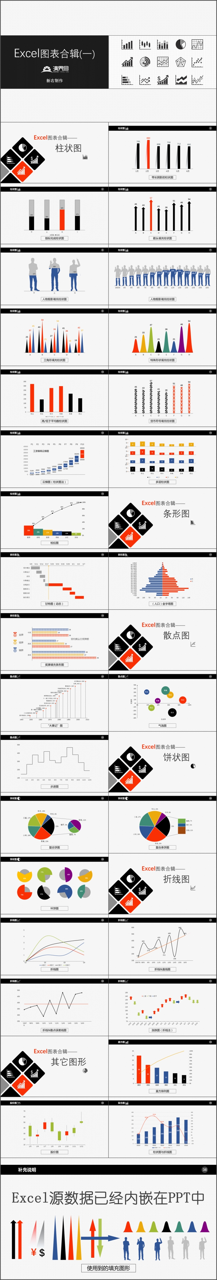 源數(shù)據(jù)、可編輯Excel圖表合輯一（簡潔商務(wù)風(fēng)）動態(tài)演示