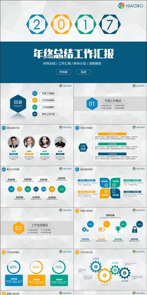 2017雞年年會工作總結匯報新年計劃PPT模板