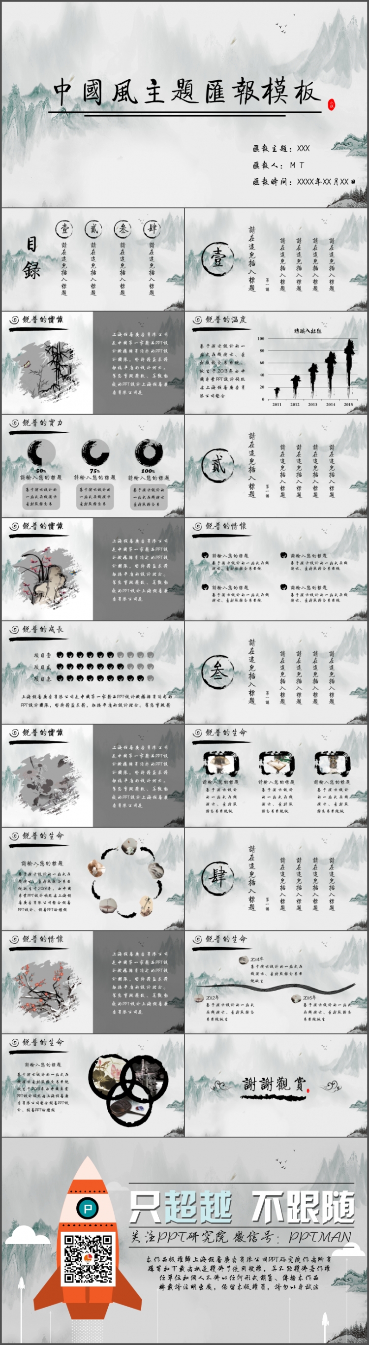 水墨中國風黑白通用匯報模板