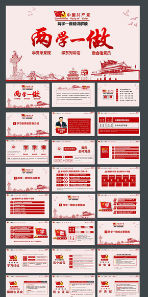 兩學一做教育活動黨課政府機關動態(tài)PPT模板