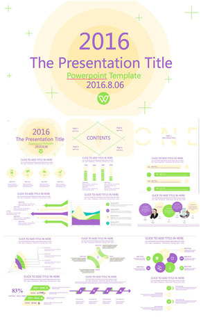 2016 08紫色清新簡約線條商務報告PPT模板