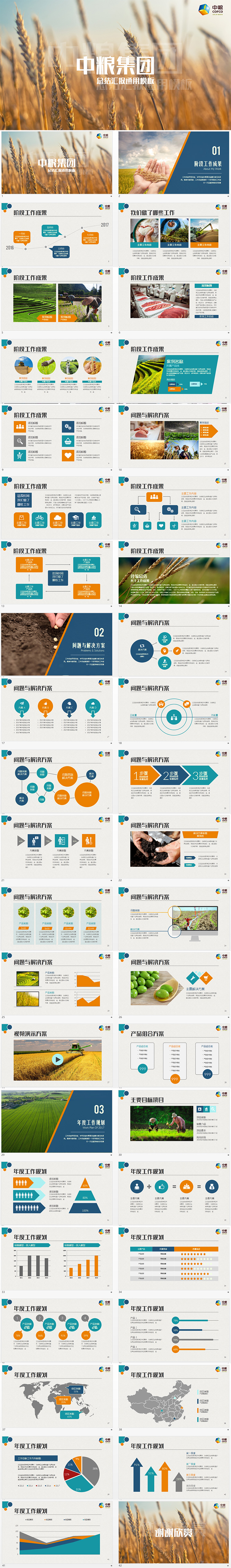 中糧集團總結(jié)匯報通用ppt模板42頁動態(tài)
