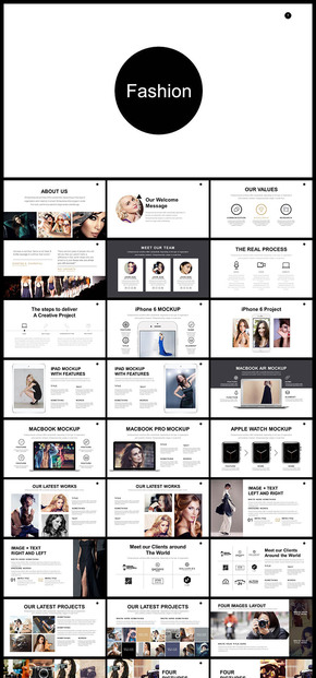 歐美風簡約風個性時裝品牌宣傳產品宣傳商務匯報等PPT模板