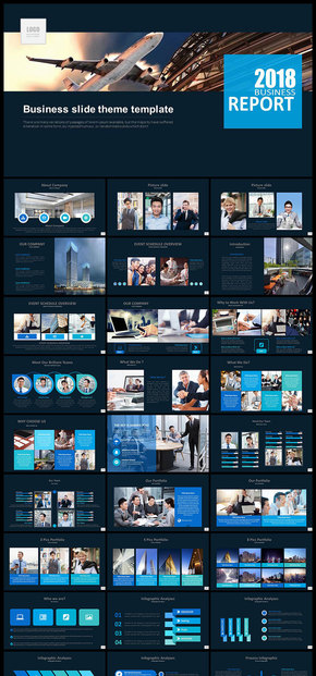 藍(lán)色歐美風(fēng)商務(wù)風(fēng)簡(jiǎn)約大氣商務(wù)匯報(bào)PPT模板