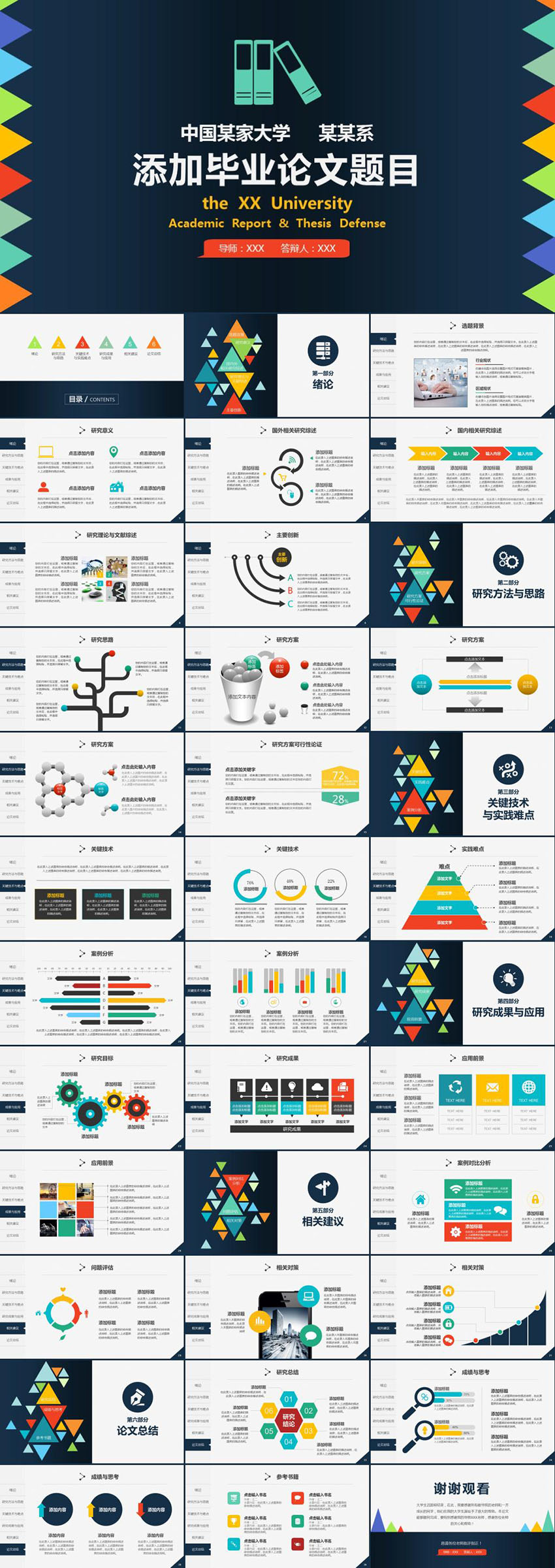 彩色大氣精選畢業(yè)答辯畢業(yè)學術畢業(yè)論文PPT模板