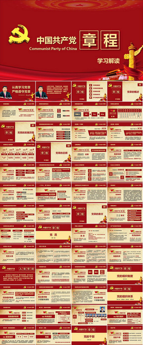 中國共產黨新黨章學習黨政黨建ppt模板