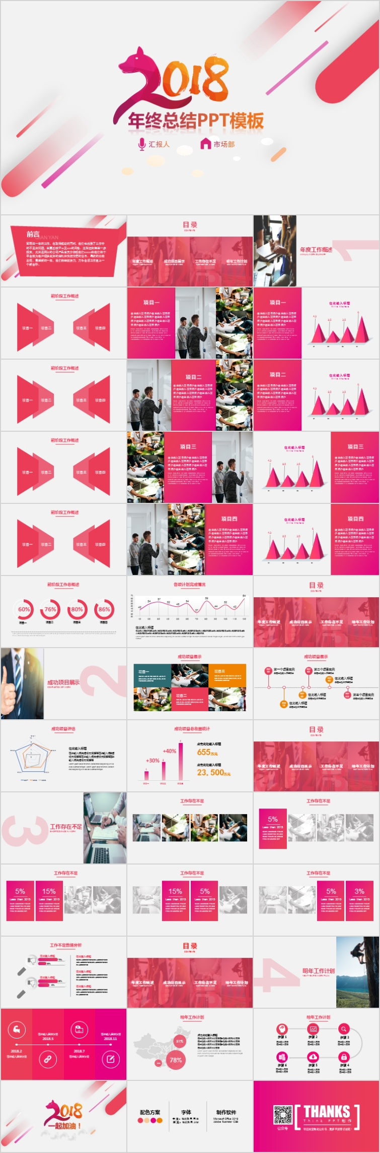 狗年紅紫年終匯報漸變UI簡潔大氣PPT模板【OFFICE2016版本】
