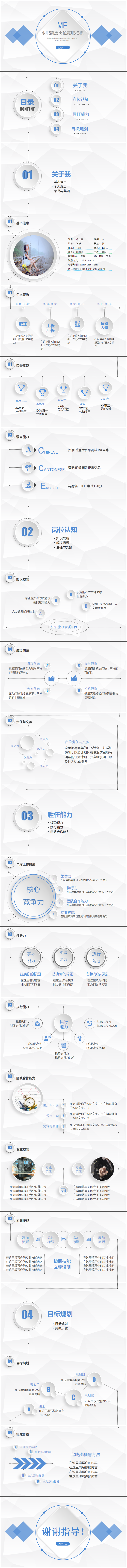 藍(lán)色簡潔扁平崗位競聘求職簡歷實用型模板