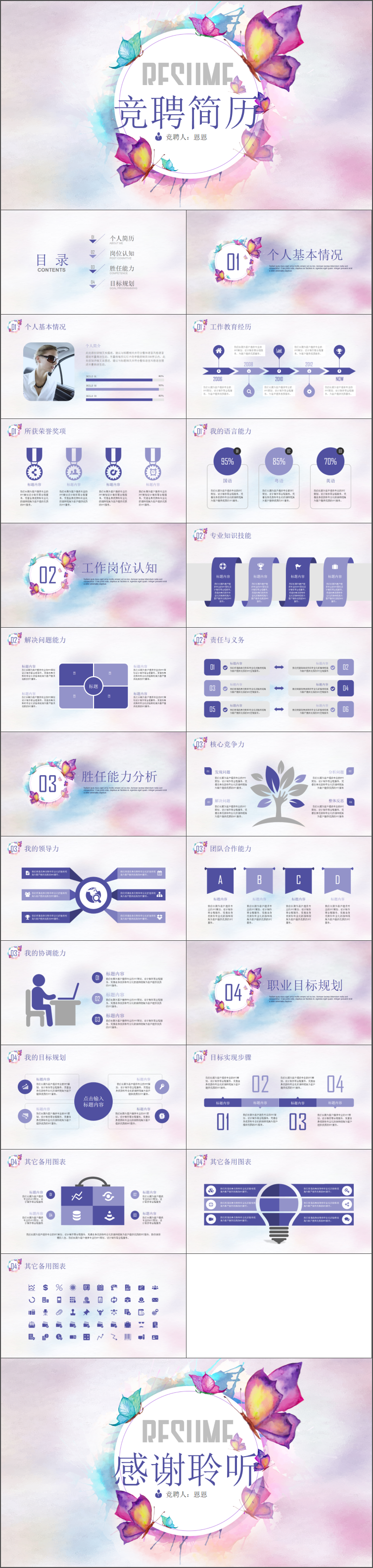 花色小清新簡潔扁平崗位競(jìng)聘求職簡歷實(shí)用型模板