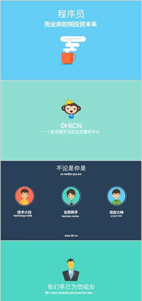 【創(chuàng)設(shè)意象】程序員職業(yè)發(fā)展平臺0HICN介紹卡通ppt模板
