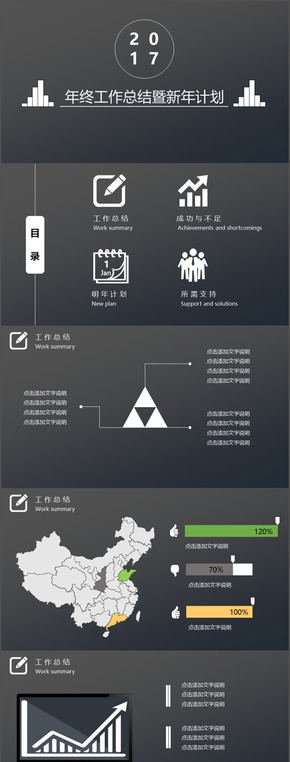 黑白色扁平商務(wù)工作匯報(bào)PPT模板