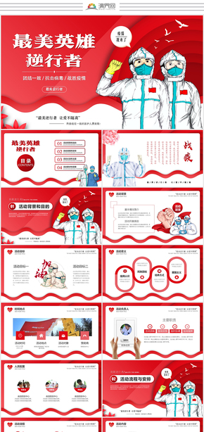 新冠肺炎疫情防控致敬最美逆行者工作匯報(bào)活動(dòng)策劃ppt模板