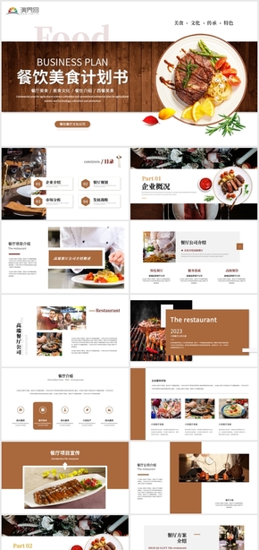 简约餐饮美食商业计划书餐厅介绍企业介绍PPT模板