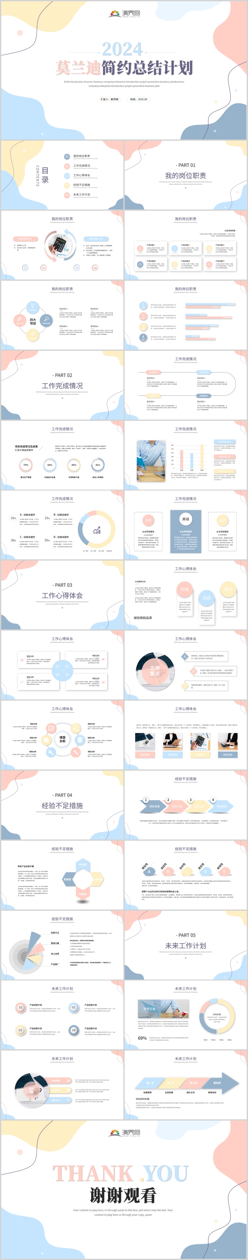 莫蘭迪清新簡約工作總結(jié)述職報告工作報告PPT模板