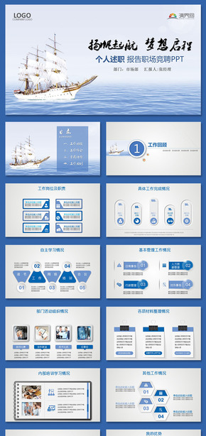 創(chuàng)意藍(lán)色微粒體帆船揚帆起航年終述職報告年終工作匯報工作總結(jié)年終報告年終總結(jié)工作計劃