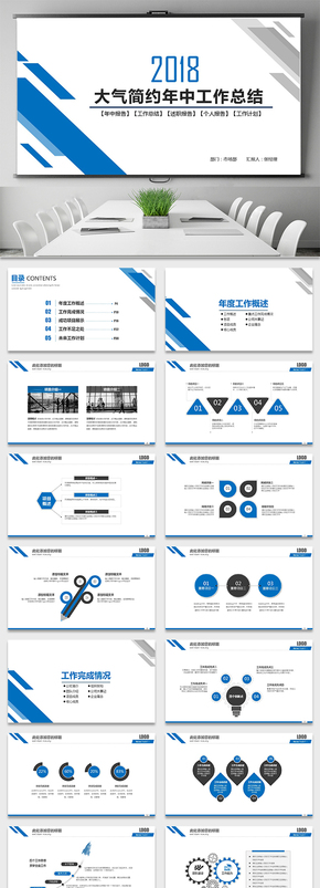 大氣簡約工作匯報工作總結計劃總結述職報告年中總結年終報告商務報告