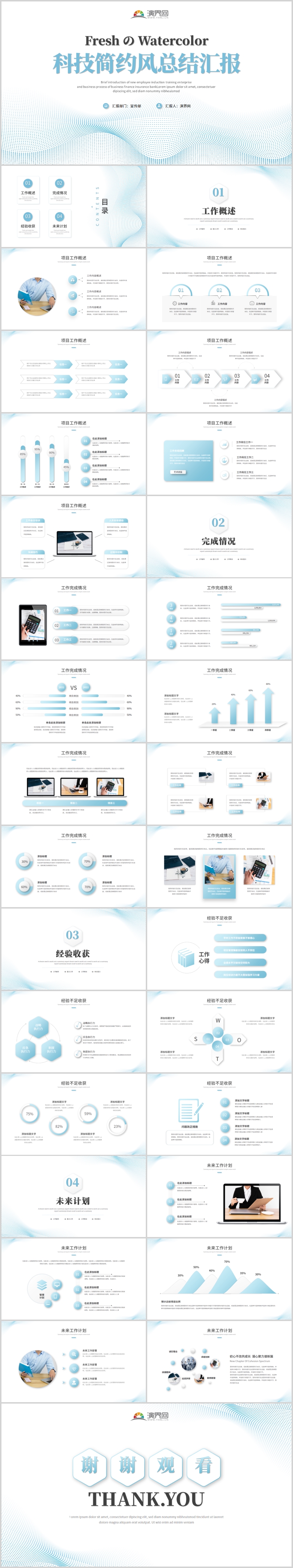 科技簡約風工作總結年終總結工作報告PPT模板