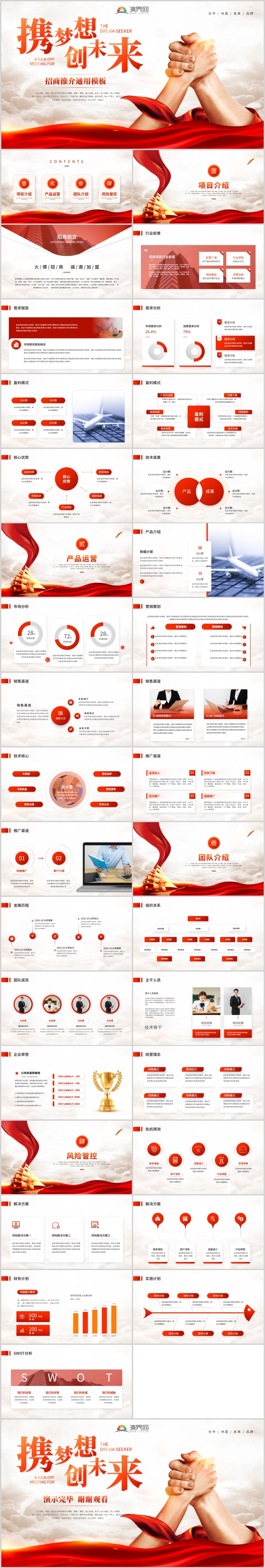  Red atmosphere personality business investment promotion PPT template