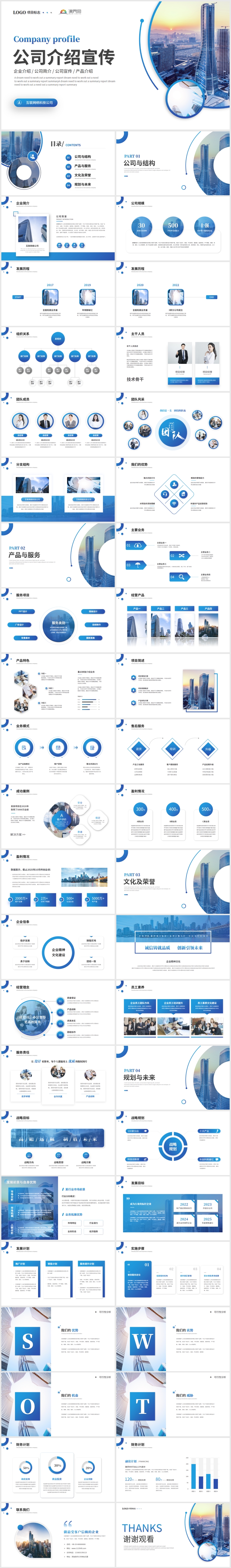 蓝色简约大气公司介绍企业介绍企业宣传商业计划书ppt模板