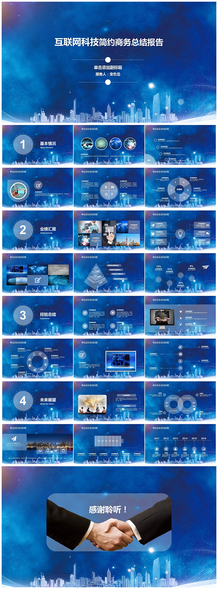 時(shí)尚星空城市互聯(lián)網(wǎng)PPT模版、年終總結(jié)、企業(yè)報(bào)告、商業(yè)計(jì)劃