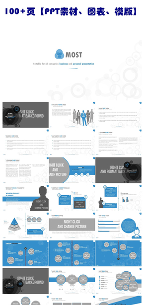 115頁(yè)P(yáng)PT商務(wù)通用素材、圖表、模版合集
