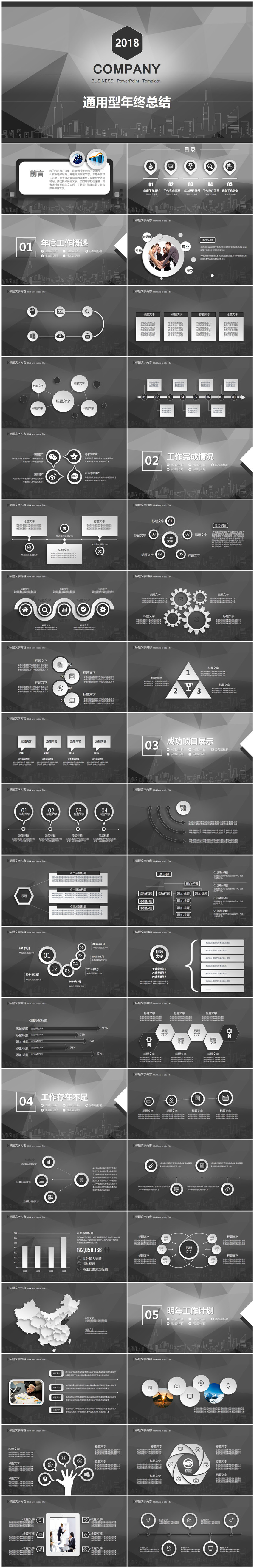 簡(jiǎn)約歐美風(fēng)商務(wù)2018工作匯報(bào)總結(jié)PPT模板