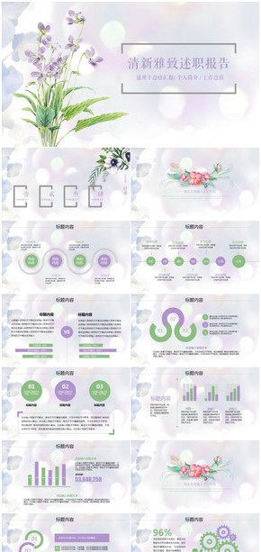 清新淡雅手繪商務(wù)述職報告年終總結(jié)計劃PPT模板