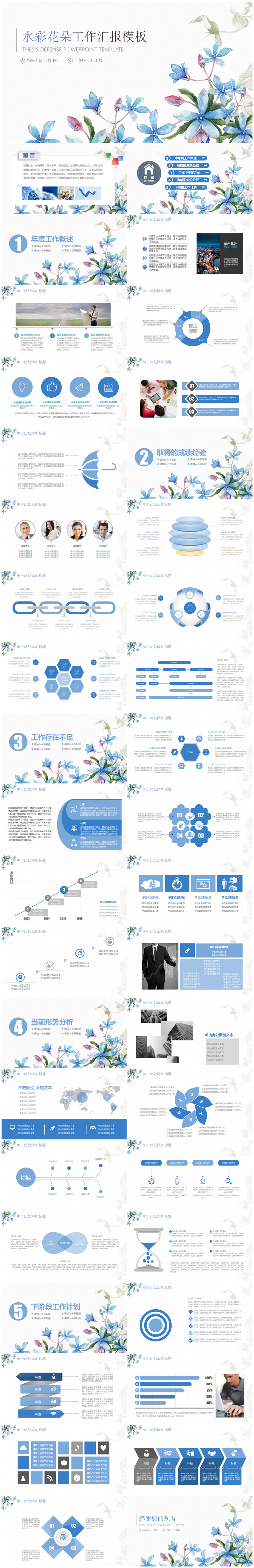 清新水彩花卉商務(wù)年終工作總結(jié)匯報(bào)通用PPT模板