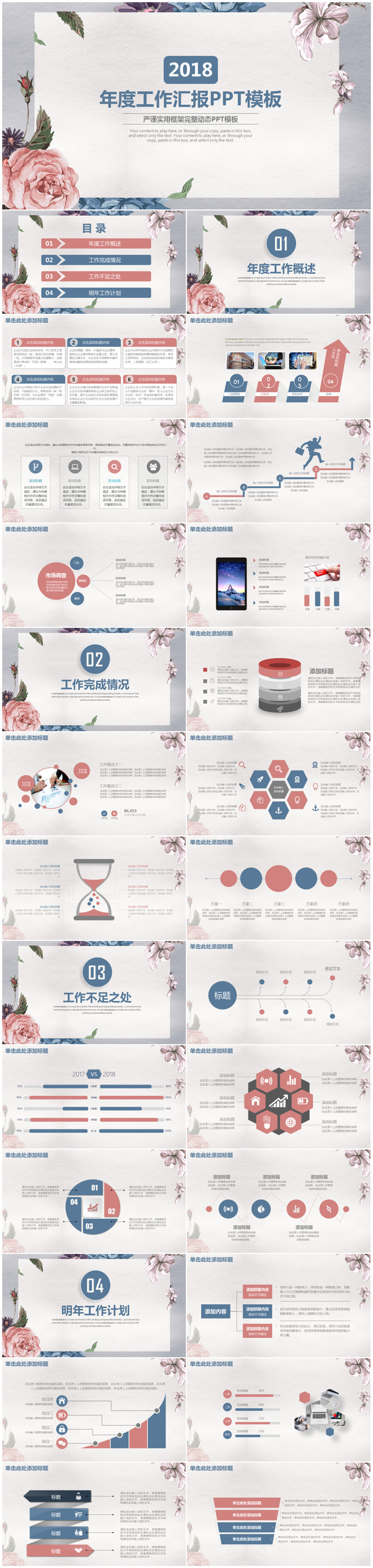 小清新文藝唯美花卉商務(wù)通用工作總結(jié)匯報(bào)PPT模板
