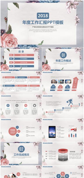 小清新文藝唯美花卉商務(wù)通用工作總結(jié)匯報(bào)PPT模板