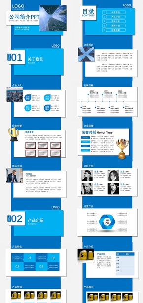  Blue Business Style Company Profile PPT Template