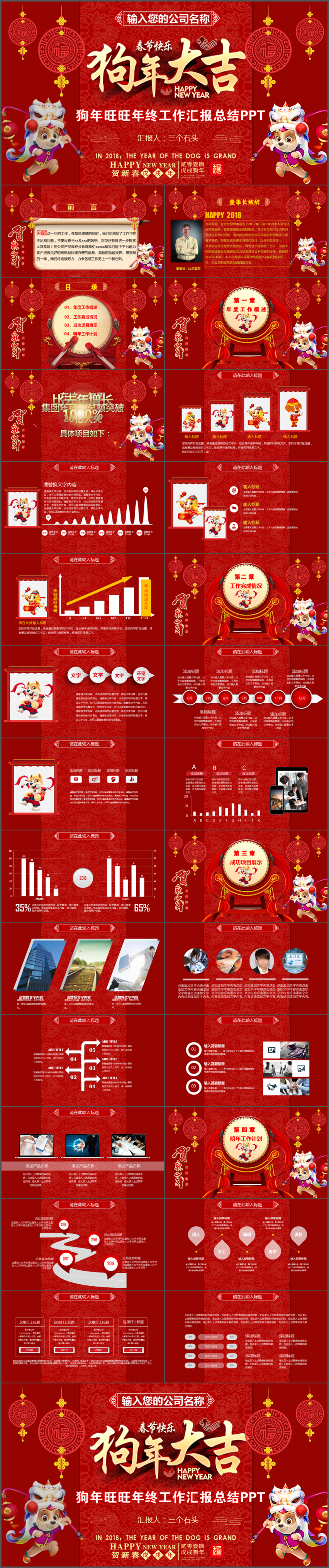 2018狗年大吉紅色背景創(chuàng)業(yè)年終工作總結(jié)述職報(bào)告工作匯報(bào)新年計(jì)劃PPT