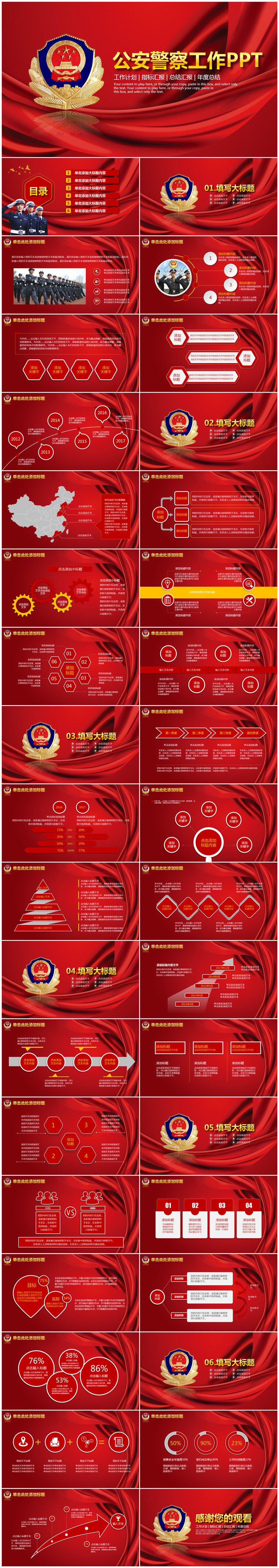 紅色大氣警察公安機關(guān)工作總結(jié)年終匯報通用PPT模板