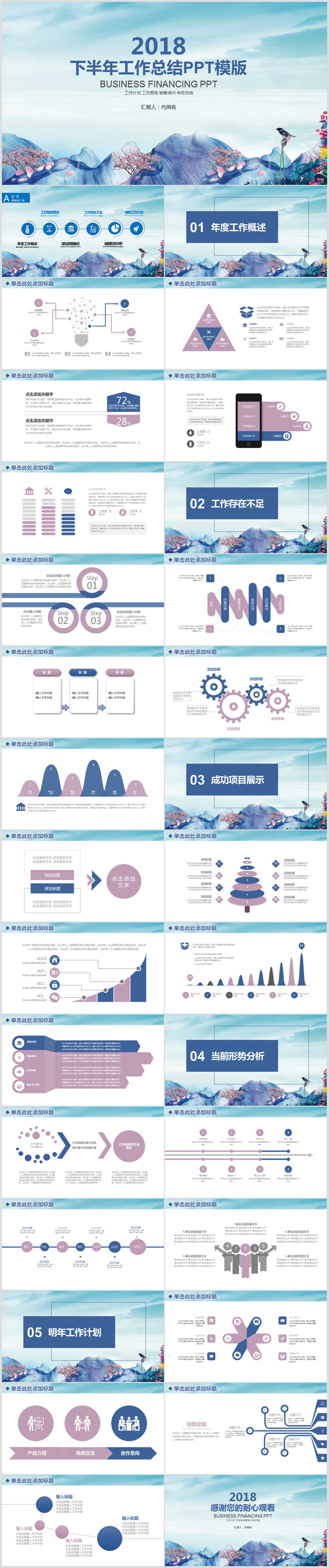 水墨山水畫中國風(fēng)2018下半年商務(wù)工作總結(jié)PPT模板