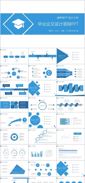 畢業(yè)答辯ppt模板（扁平化，清新簡(jiǎn)約）