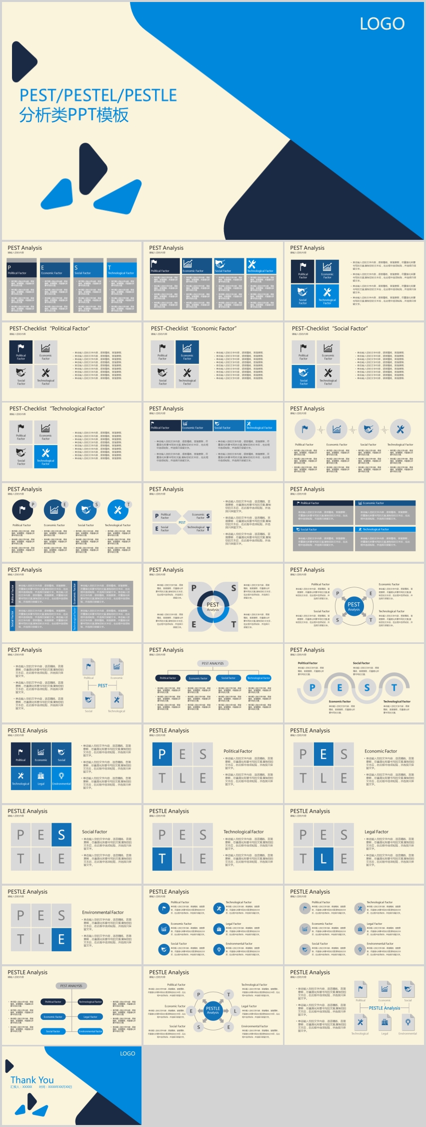 PEST/PESTLE分析類PPT模板