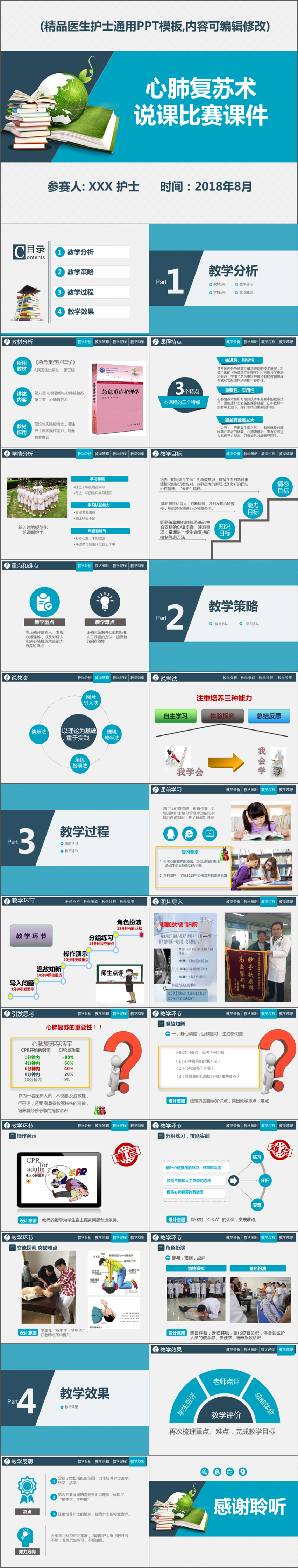 藍色醫(yī)療說課教學設(shè)計通用PPT模板