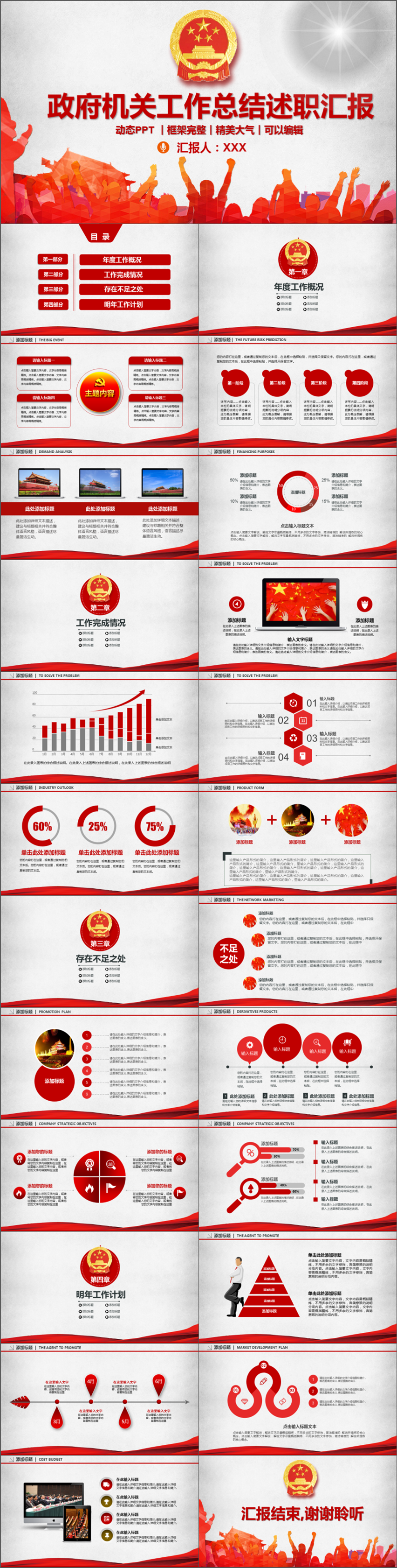 紅色大氣政府機(jī)關(guān)總結(jié)匯報PPT模板