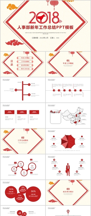 2018狗年新年工作總結年終匯報月度報告項目管理商業(yè)策劃方案PPT模板