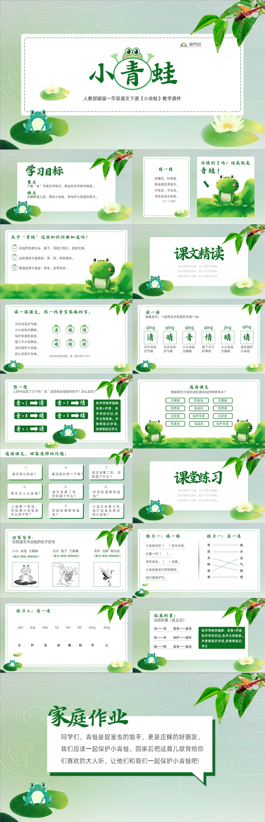 小學語文部編版一年級下冊《小青蛙》教學課件