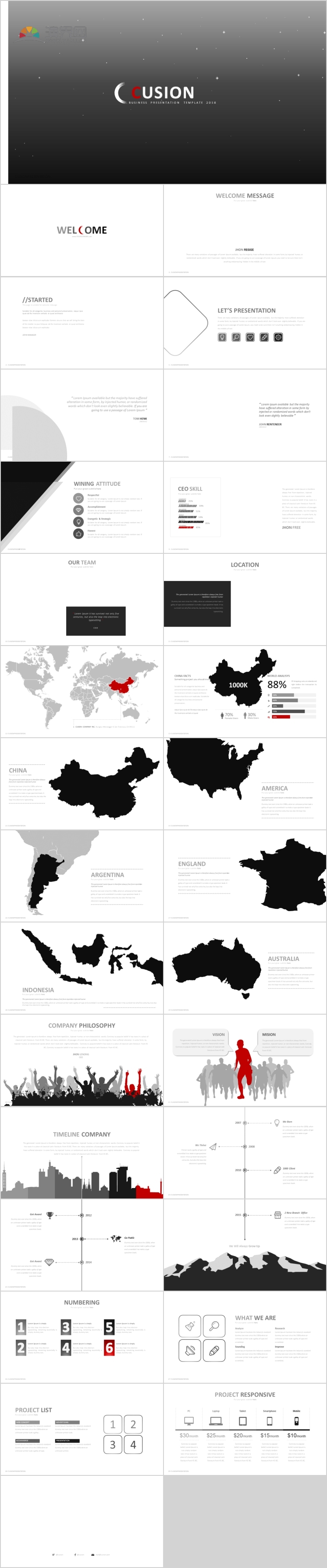 黑白專業(yè)世界地圖區(qū)域分析時(shí)間軸ppt圖表