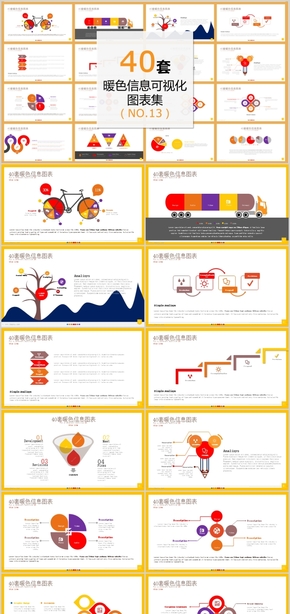 【ppt專屬設計】40套暖色信息可視化圖表PPT模板