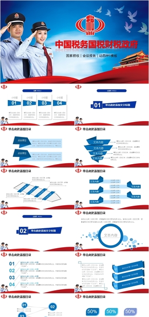 中國稅務國稅財稅政府大氣動態(tài)PPT模板