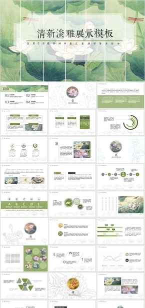 清新淡雅中国风开题答辩项目申报汇总PPT模板