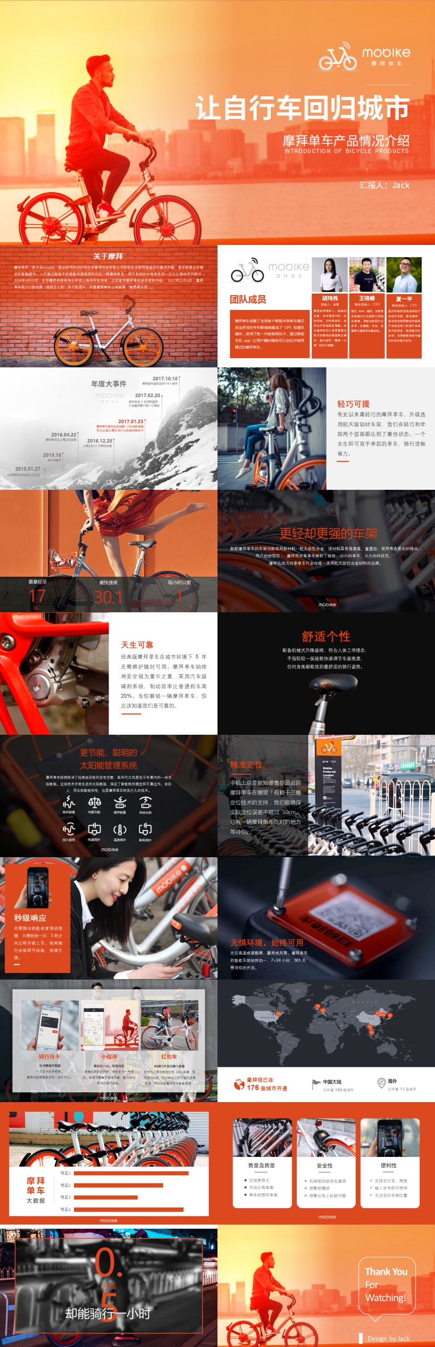 【摩拜單車】黑白橙色時(shí)尚簡約產(chǎn)品PPT模板