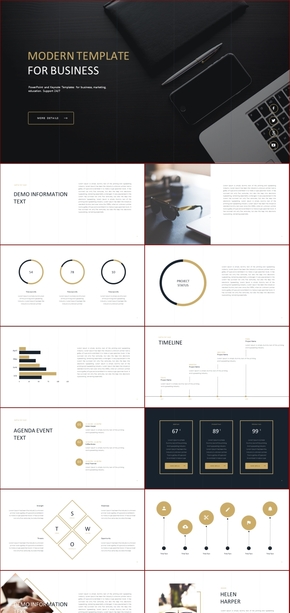 【商務】黑白金極簡商務風PPT模板