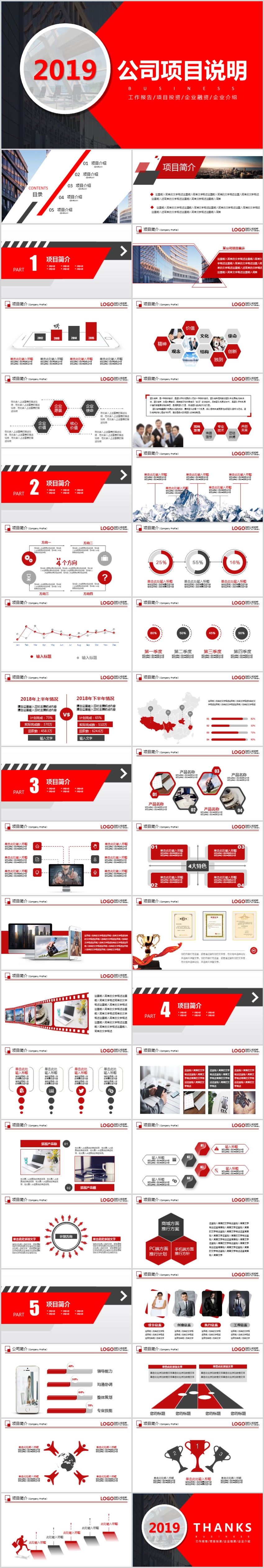 公司項目說明書招商投資理財金融ppt模板工作匯報計劃總結商業(yè)計劃書企業(yè)產(chǎn)品介紹年終新年計劃歐美風紅色