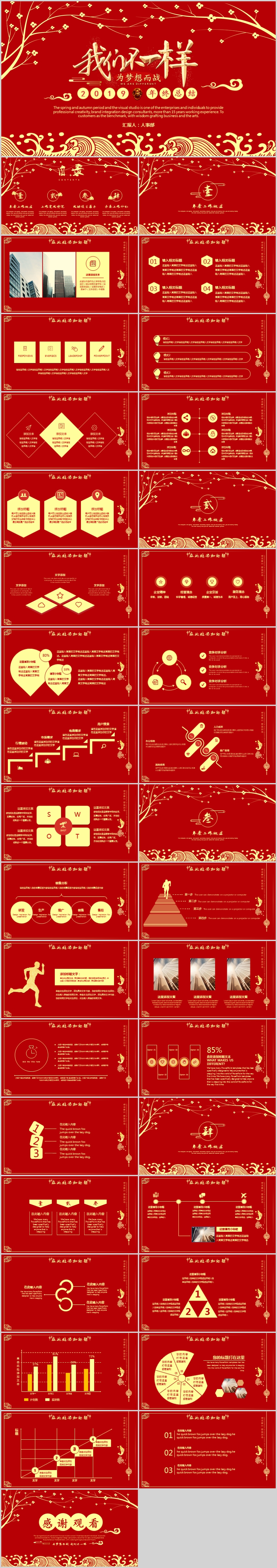 我們不一樣勵志工作總結(jié)年終計劃工作匯報新年計劃PPT模板創(chuàng)意手繪中國風(fēng)時尚金色紅色大氣古典文藝商務(wù)